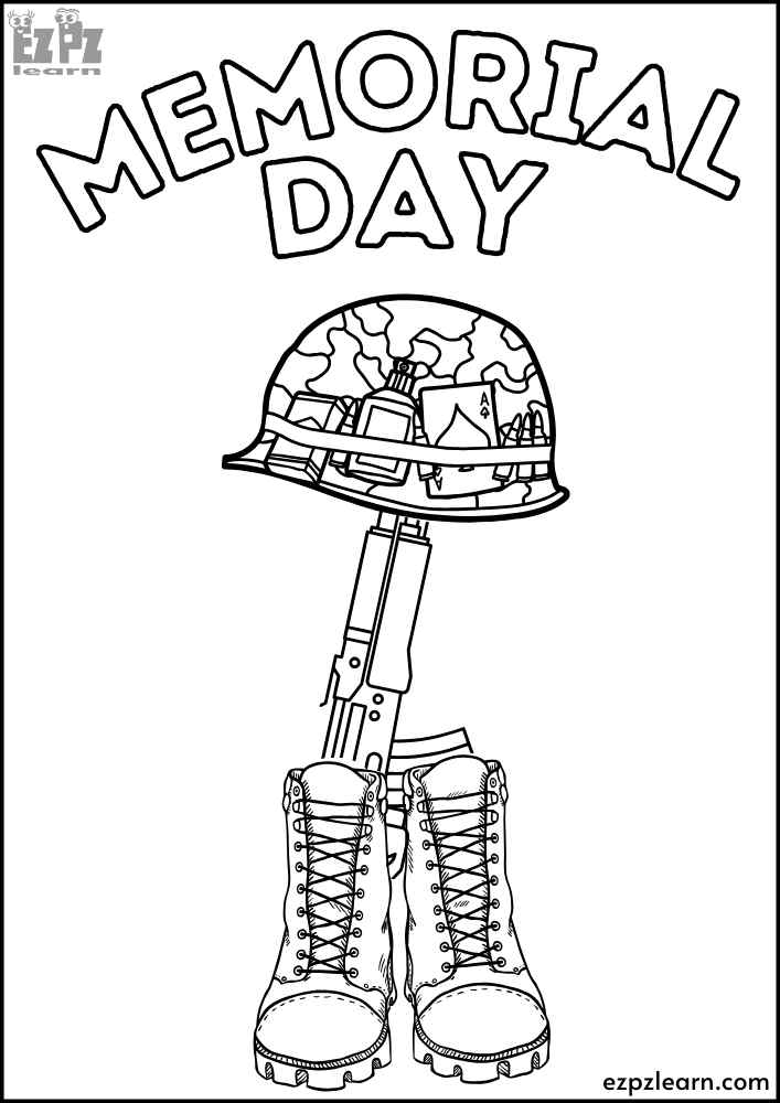 Remember the Fallen. Memorial Day Coloring Page. Free PDF Download